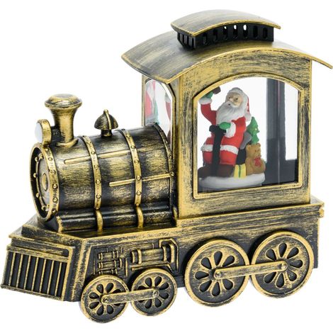 Lotti Decoro Luminoso Locomotiva con Acqua Glitter Led Marrone (1/5)