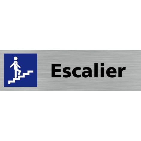 Pictogramme ESCALIER (Q0118).- Adhésif aspect aluminium brossé - (1/5)