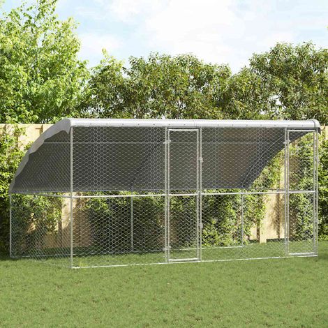 Hundekäfig 2 pcs Silber 4 x 2 x 2 m Verzinkter Stahl