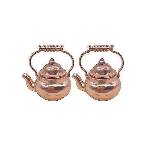 Lot de 2 mini-bouilloires miniatures pour maison de poupée, accessoires de cuisine et décoration.