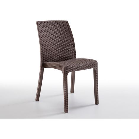 SEDIA IN PROPILENE MODELLO VIRGINIA IMPILABILE MARRONE FINITURA RATTAN