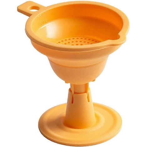 Entonnoir de cuisine avec filtre amovible, pliable, compatible avec les liquides et les poudres, jaune AC. (1/5)