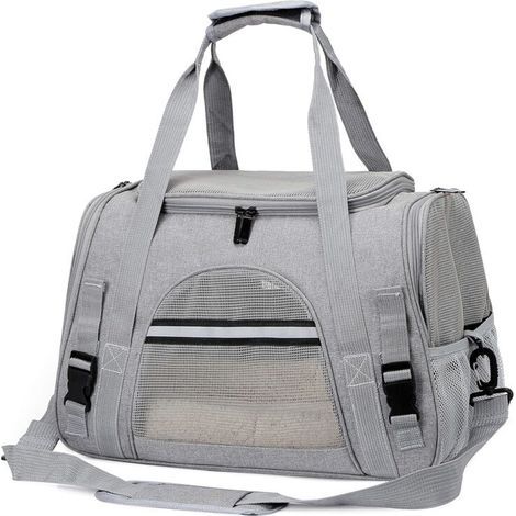 Sac de transport pour chat, sac de transport respirant et pliable pour chien, cage de transport pour chat avec bandoulière réglable, cage de transport pour chat avec matelas en peluche amovible (1/4)