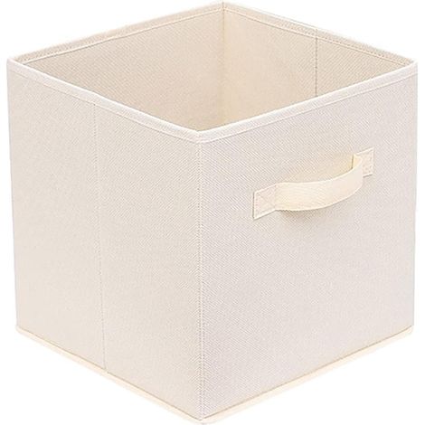Stoff-Aufbewahrungsbox für Kleidung - 10,6 Zoll x 10,6 Zoll x 11 Zoll - faltbare Aufbewahrungsbox mit Griff, Leinen-Stoff faltbarer Aufbewahrungskorb, Stoff-Aufbewahrungsbox, Kleiderschrank-Aufbewahru
