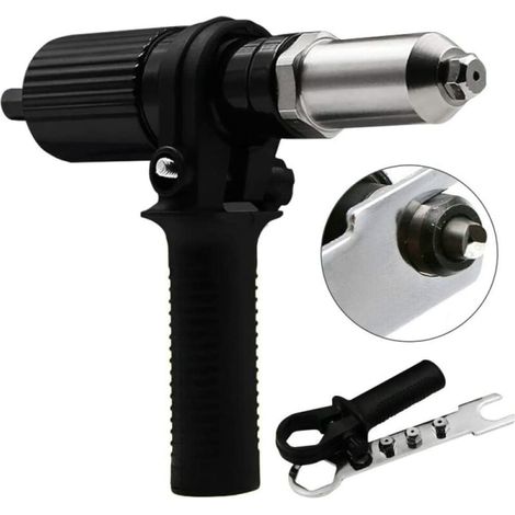 Pince à riveter électrique sans fil, outil de rivetage à batterie, adaptateur de perçage, blanc (1/5)