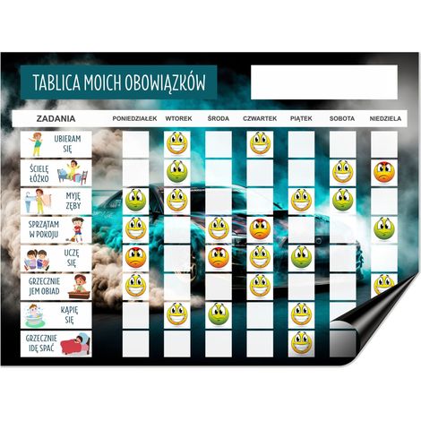 Lavagna magnetica per il frigorifero. Agenda dei compiti per bambini + faccine sorridenti