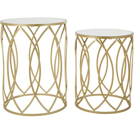 Premier Housewares Avantis Set of 2 Champagne Finish Side Tables (1/4)