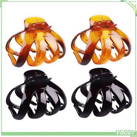 (noir, brun clair) Clip à cheveux de mâchoire Octopus 4Pcs Big Grip Octopus Clip Spider Hair Claw Clips Pour parfum manuelle Noir, brun clair (1/4)