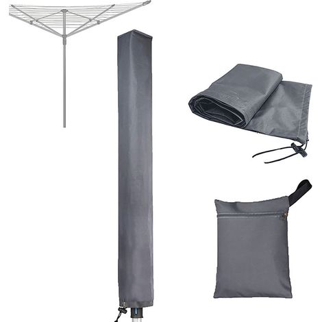 Housse de protection pour étendoir à linge extérieur - noire 600D + revêtement PVC 16 x 16 x 180 cm