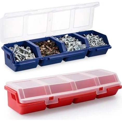 Organisateurs d'écrous et de boulons 2 pièces, petite boîte à outils en plastique pour bacs à vis et à clous avec couvercle et com (1/5)
