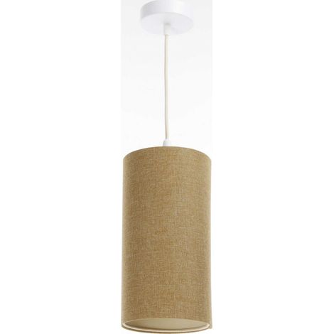 Suspension bohème en lin naturel effet rotin ambiance chaleureuse - Ø 15 cm - H20 cm (1/5)