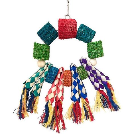 Jouet en paille pour oiseaux, pendentif en paille de maïs pour mâcher et se faire les dents.