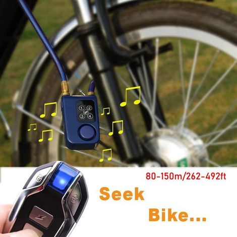 Fahrradschloss mit Alarm, Fernbedienung und PIN-Code, 10-mm-Kettenschloss für Motorrad, Kinderwagen, Tür, wasserdicht, rot (1/5)