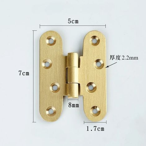 (Finition brossée scellée - H-70) 4 charnières en laiton haut de gamme pour portes de placards de chambre, tiroirs de cuisine et meubles en bois. Accessoires pour meubles en bois. (1/5)