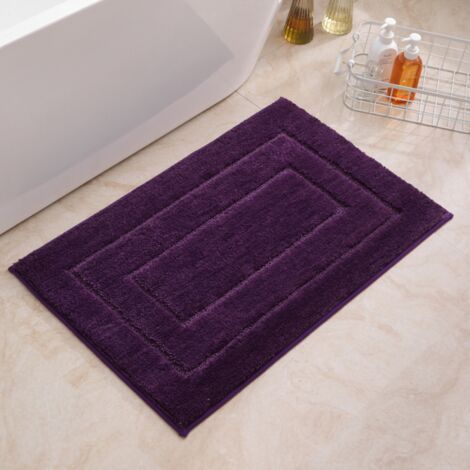 Tapis de bain antidérapant, tapis de bain en fibres ultra fines douces, absorbant, lavable en machine, tapis de douche de salle de bain extra épais, 50 x 80 cm, bleu marine (1/5)