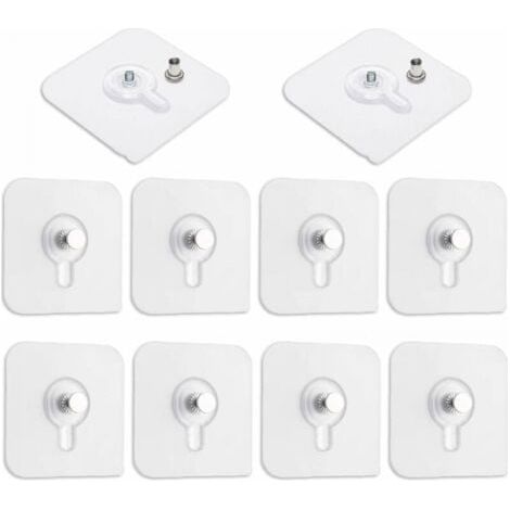 Lot de 10 Adhesif Accroche Tableau Sans Percer, Transparent Attache Cadre Adhésif pour Accroche Cadres Photo, Miroir, Art Mural, Lumières Décoratives, Sans Trou (1/5)