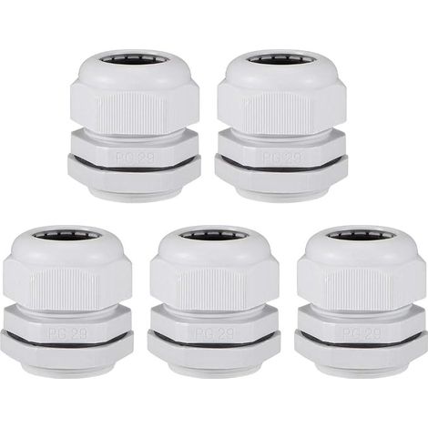 sourcing map PG29 Presse-étoupe 13mm-24mm Fil Imperméable Nylon Joint Réglable Contre-écrou Rondelle Blanc (1/5)