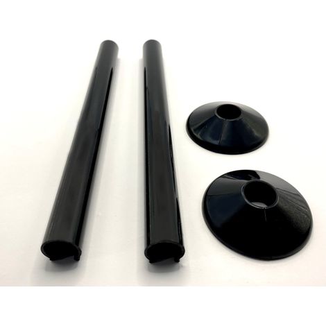 Black Radiator Pipe Covers SnapFit 2 Pack 200mm Long 15mm Pipe Central Heating Clip On Covers Snappit