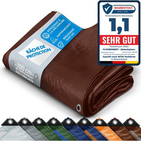 Bâche de protection imperméable multifonctionnelle 140 g/m² Marron 2 x 3 m (1/5)
