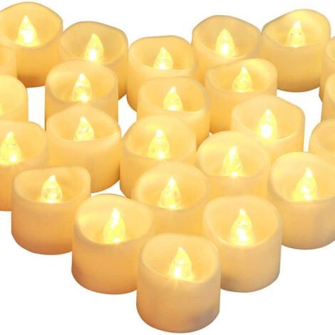24 bougies LED avec lumière vacillante pour les demandes en mariage, les anniversaires, les festivals, les mariages avec des bougies électriques (1/5)