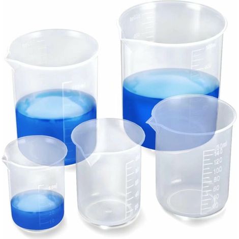 MINKUROW Set Di 5 Misurini In Plastica. Misurino 50ml 100ml 250ml 500ml Misurino 1000ml In Pp Misurino Da Laboratorio Con Graduazione (Trasparente) (1/4)
