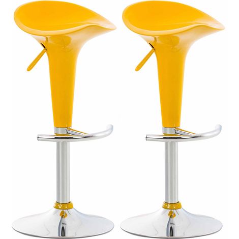 Set di 2 sgabelli da bar girevoli gialli con altezza regolabile TDB10026