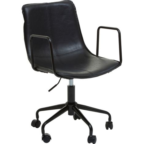 Interiors by Premier Claw Base Black Leather Home Office Chair, Upholstered Seat Of Office Chair, Height Adjustable Swivel Chair (1/5)