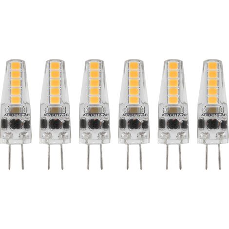 Lot de 10 ampoules LED G4 2W à culot bipolaire, dimmables, pour lustre, plafonnier ou lampe de table, blanc chaud 3000K, 12-24V CA (1/5)