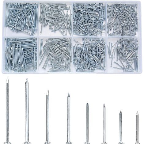 CCYKXA 600 Pièces Assortiment de Clous, Clous Muraux en Béton, Pointes et Cclous d’Accrochage pour Accrocher Images Travail du Bois (1/5)
