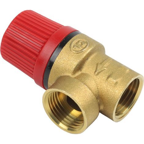 Soupape de sécurité, laiton, 3 bar, filetage intérieur 1/2", joint NBR, pour chauffe-eau, chaudière, système de chauffage (1/5)