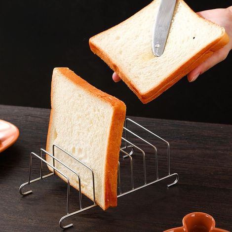 Étagère à toast, 8 fentes en fil ouvert, pour bagels, pâtisseries, croustillants et résistants à la rouille, pour la maison, la cuisine, le petit déjeuner, nettoyage facile à nettoyer (1/5)