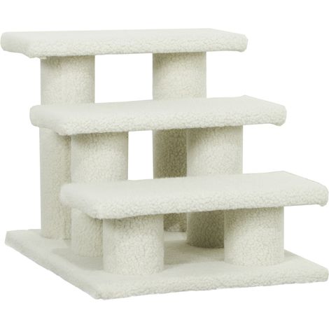 Scala per Cani e Gatti 45x35x34 cm a 3 Gradini con Rivestimento in Peluche Beige (1/5)