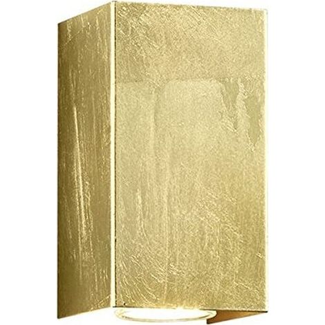 CLEO APPLIQUE RETTANGOLARE 2 LUCI BI-DIREZIONALI ATTACCO GU10 FOGLIA ORO H.15CM (1/3)