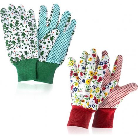 women gardening gloves two pairs of beautifully printed gardening gloves non-slip gloves for garden planting, pruning or household chores (1/5)