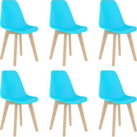Chaises à manger lot de 6 bleu plastique (1/5)
