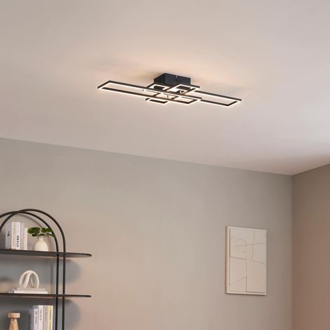 Plafonnier ou grande applique LED dimmable noire rectangle modulable - Eli (1/5)