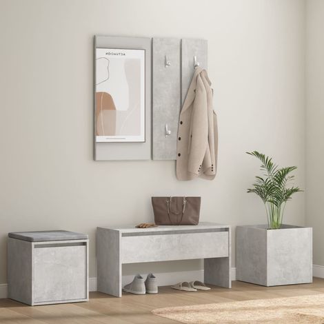 vidaXL Set di Mobili da Corridoio Grigio Cemento in Legno