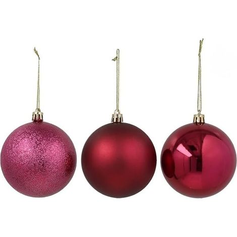 Juego de 20 adornos navideños modelo Alicia, 8 cm, color burdeos. (1/5)