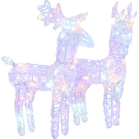 vidaXL Renne di Natale 2 pz Multicolore 80 LED in Acrilico
