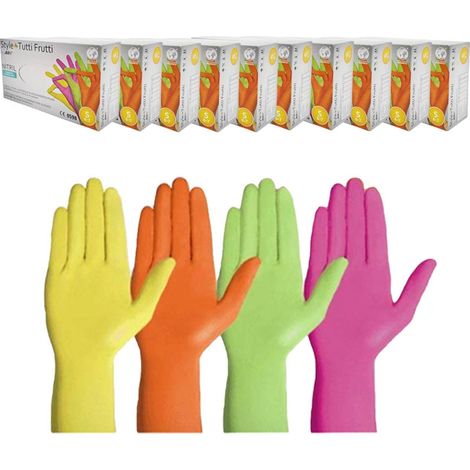 Guantes nitrilo S color AMPRI Style Tutti Frutti 96 piezas caja 10 unidades (1/5)
