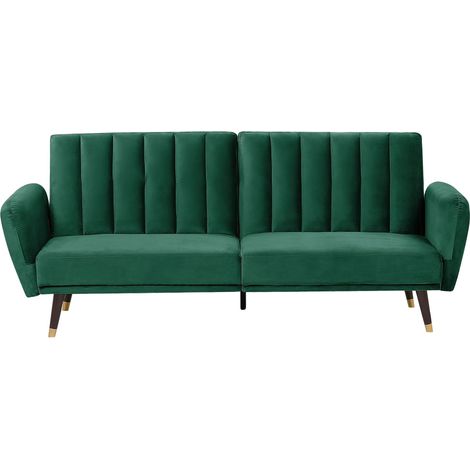 Sofa Bed 3 Seater VIMMERBY Velvet Emerald Green (1/5)