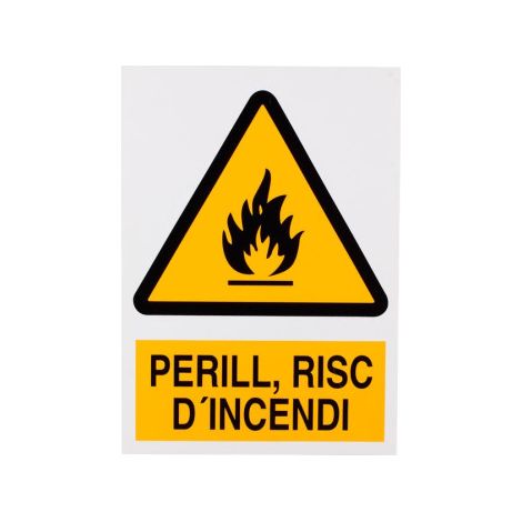 Señal poliestireno 297x210 mm - perill, risc d'incendi