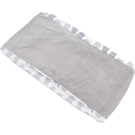Housse de matelas à langer douce et agréable pour la peau, imprimé élégant, draps à langer amovibles pour bébés et nourrissons, motif éléphant gris et peluche grise (1/5)