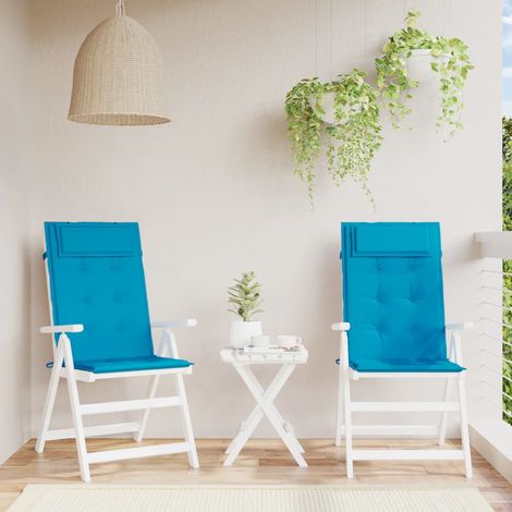 Lot de 2 Coussins de chaise à dossier haut Coussin de siège Coussins pour Fauteuil bleu clair BSRHS258225 (1/5)