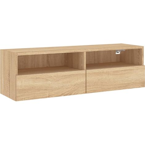 Mueble TV multimedia estante para televisión buffet para televisión comedor salón dormitorio suspendido roble Sonoma 100 x 30 x 30 cm madera contrachapada marrón 020028144