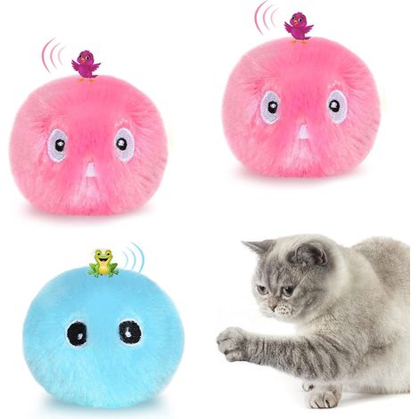 3 balles pour chats, jouet interactif avec sons d'animaux, herbe à chat Silvervine incluse, peluche douce, 5,5 cm (1/5)