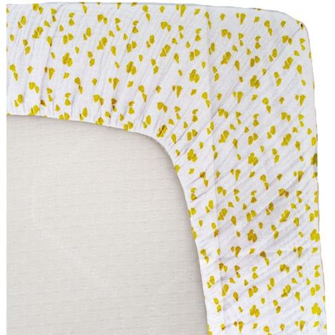 Children's Jersey Fitted Sheet with Savannah Print. Yellow. 60x120cm (1/3)