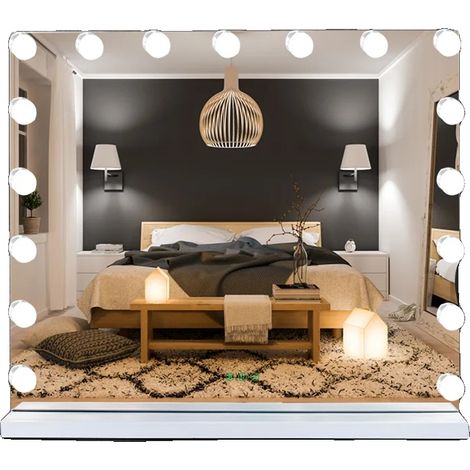 Espejo de tocador para maquillaje, luces LED regulables, control táctil, color blanco, tamaño 70 x 55 cm. (1/2)