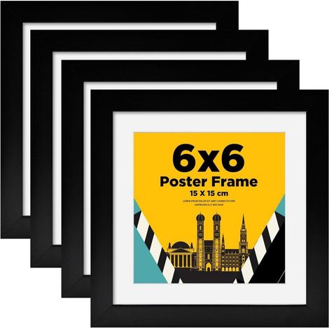 Egofine Bilderrahmen 15x15 cm Schwarz Acrylglas 4er-Set (1/5)