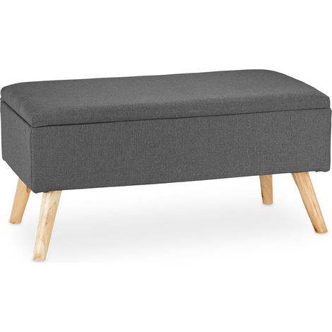 Panca imbottita con spazio portaoggetti 39,5 x 79,5 x 39,5 cm pratica moderna in tessuto beige 130008719